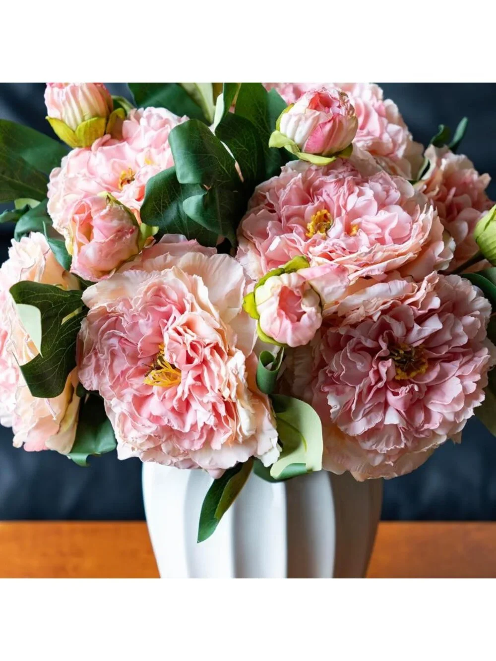 Vintage Silk Peony Artificial Flowers - Large Long Stem Home Decor (Pink, 4PCS)
